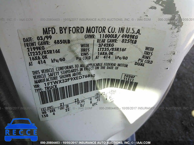 1999 Ford F350 SUPER DUTY 1FTWX32F9XED76850 image 8