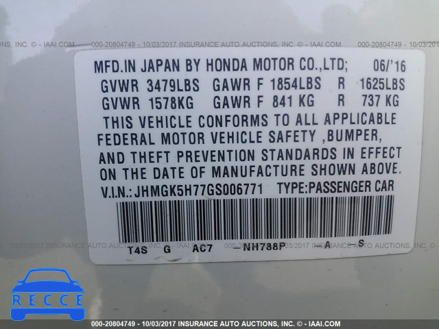 2016 HONDA FIT EX/EXL JHMGK5H77GS006771 image 8