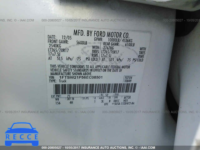 2006 Ford F250 SUPER DUTY 1FTSW21P56EC08501 image 8