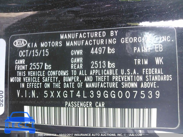 2016 KIA Optima 5XXGT4L39GG007539 image 8