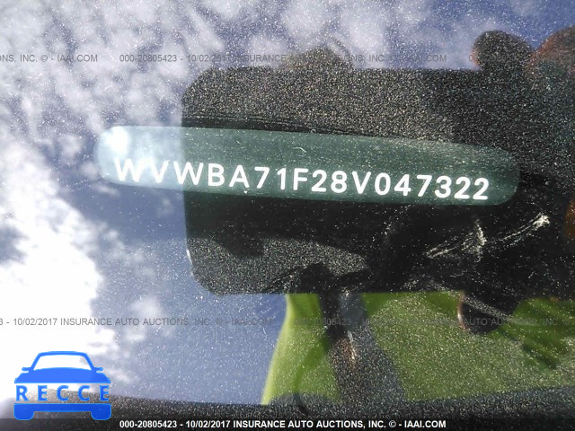 2008 Volkswagen EOS TURBO/KOMFORT WVWBA71F28V047322 image 8