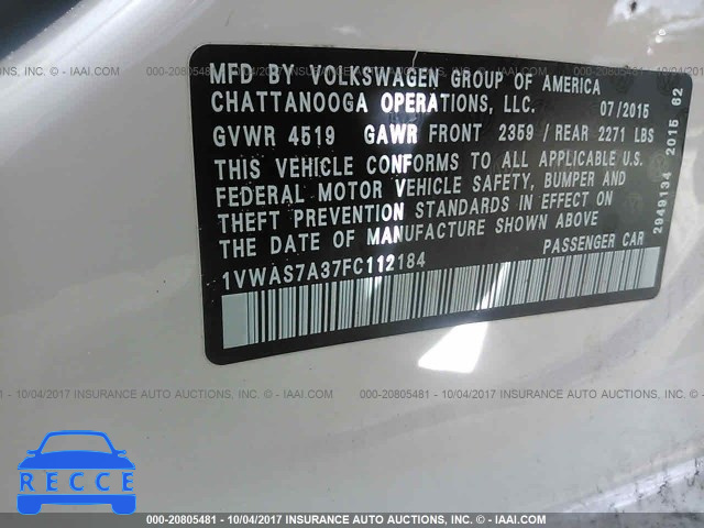 2015 Volkswagen Passat 1VWAS7A37FC112184 image 8