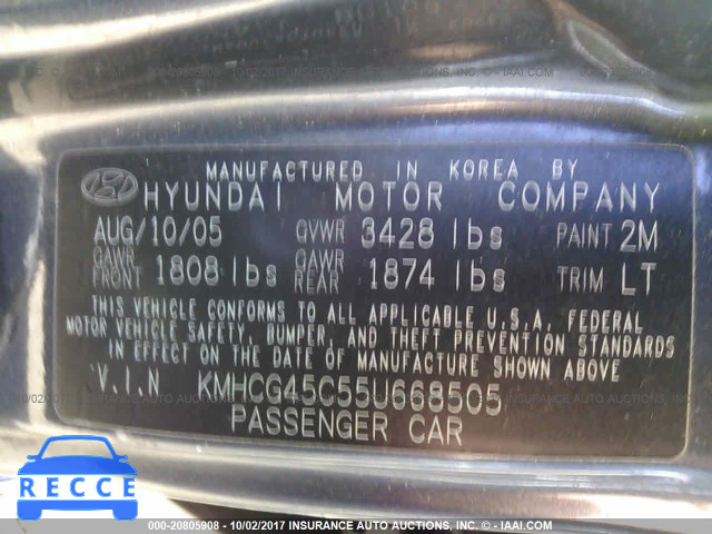 2005 Hyundai Accent KMHCG45C55U668505 зображення 8