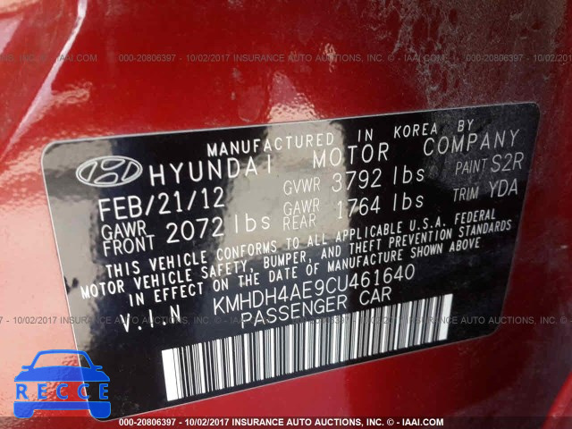 2012 Hyundai Elantra KMHDH4AE9CU461640 image 8