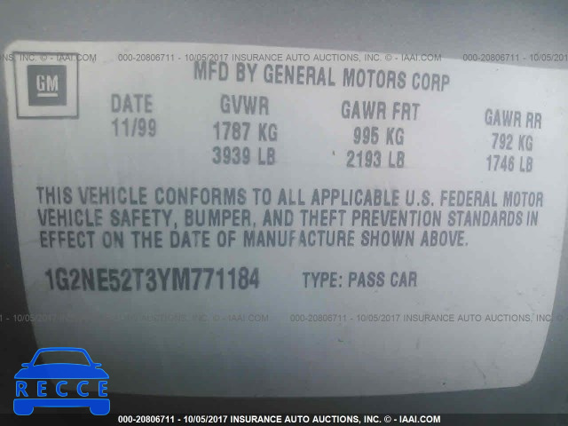2000 Pontiac Grand Am SE 1G2NE52T3YM771184 image 8