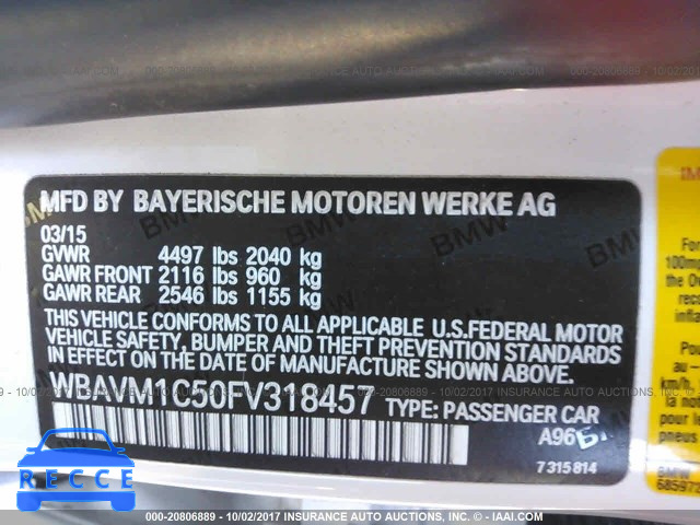 2015 BMW X1 SDRIVE28I WBAVM1C50FV318457 Bild 8