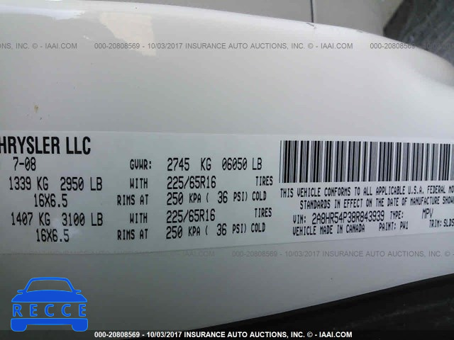 2008 Chrysler Town and Country 2A8HR54P38R843939 image 8