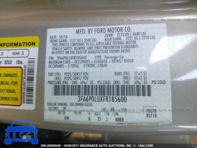 2015 Ford Fusion 3FA6P0LUXFR185600 image 8