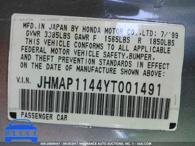 2000 Honda S2000 JHMAP1144YT001491 image 8