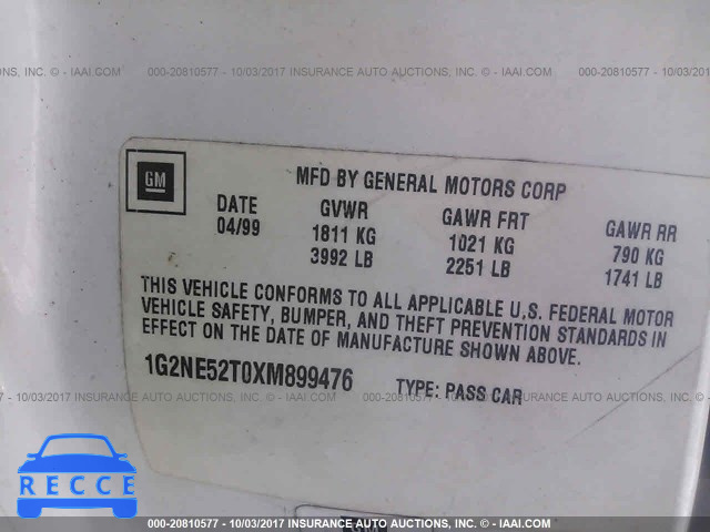 1999 Pontiac Grand Am SE 1G2NE52T0XM899476 image 8