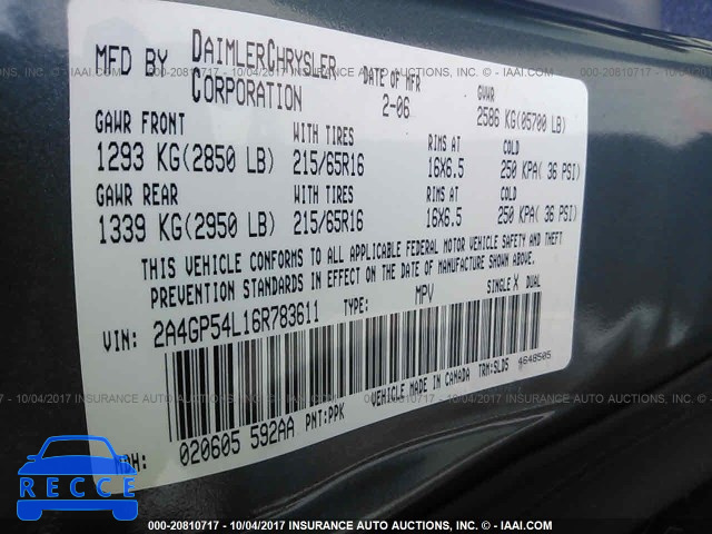 2006 Chrysler Town & Country TOURING 2A4GP54L16R783611 image 8