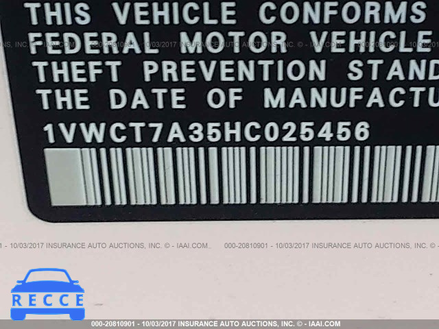 2017 VOLKSWAGEN PASSAT 1VWCT7A35HC025456 image 8