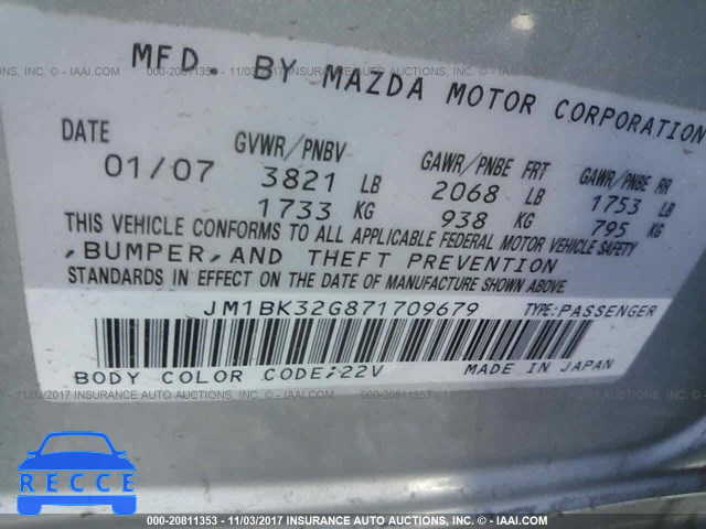 2007 Mazda 3 JM1BK32G871709679 зображення 8