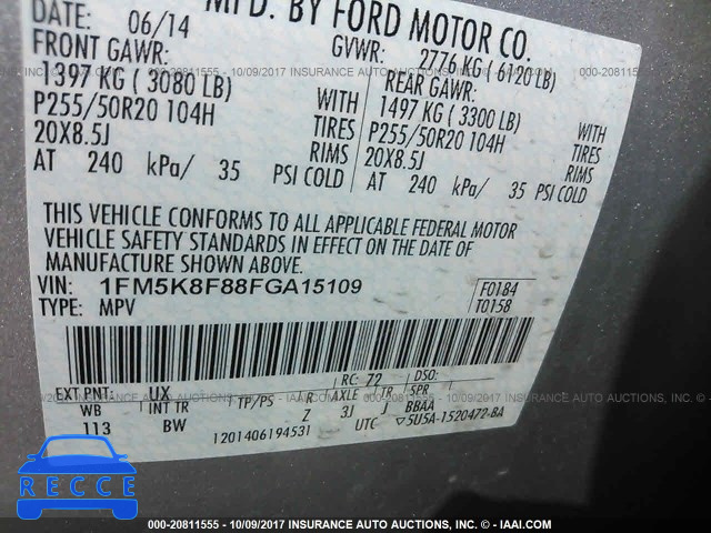 2015 Ford Explorer 1FM5K8F88FGA15109 Bild 8