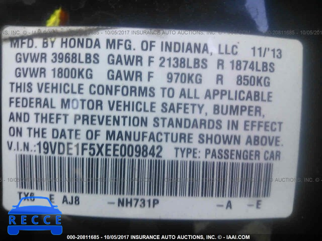 2014 Acura ILX 19VDE1F5XEE009842 image 8