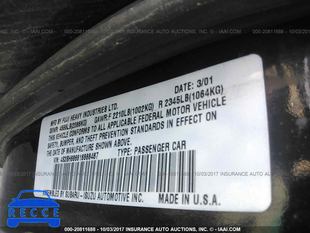 2001 Subaru Legacy OUTBACK LIMITED 4S3BH686616666467 image 8