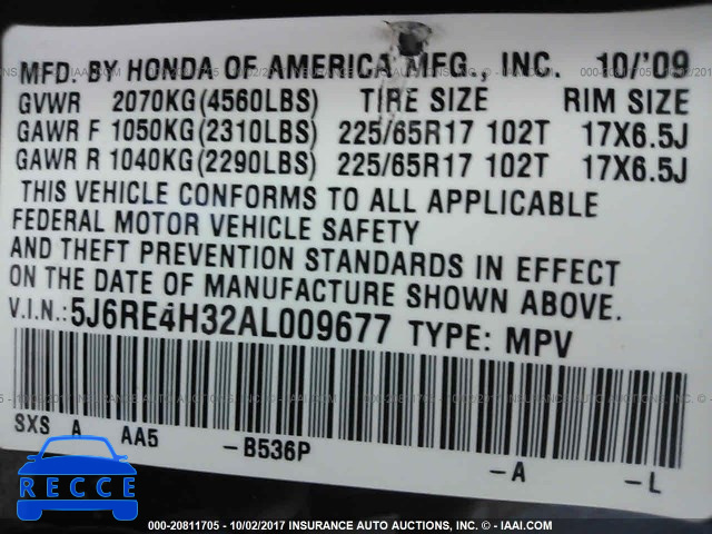2010 Honda CR-V 5J6RE4H32AL009677 image 8