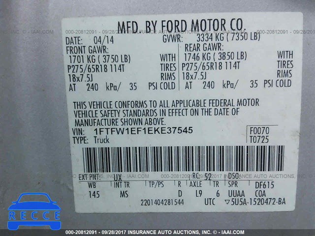 2014 Ford F150 1FTFW1EF1EKE37545 image 8