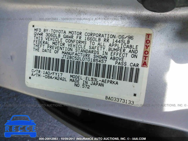 1996 Toyota Tercel DX JT2BC52L0T0185457 image 8