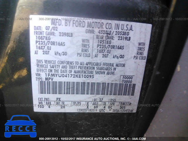 2002 Ford Escape XLT 1FMYU04172KE10095 image 8