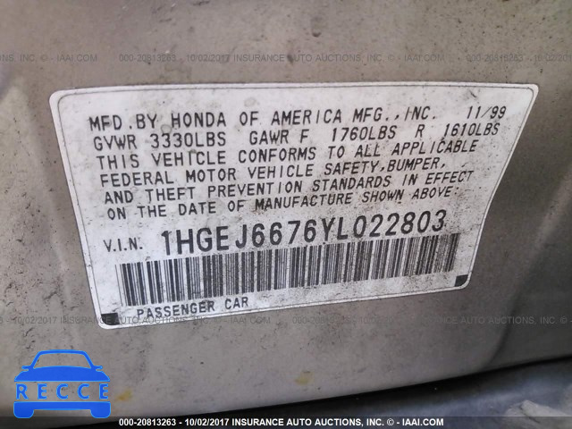 2000 Honda Civic 1HGEJ6676YL022803 Bild 8