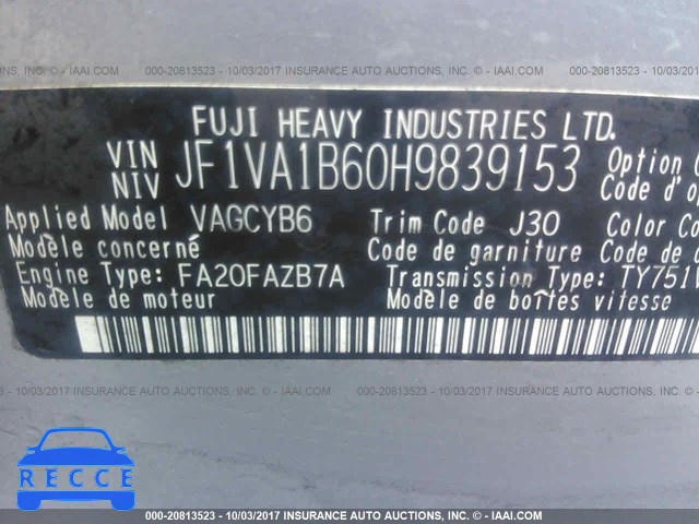 2017 SUBARU WRX JF1VA1B60H9839153 image 8