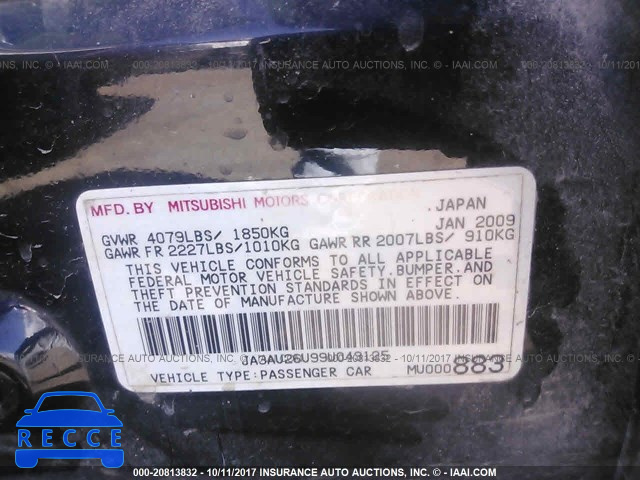 2009 Mitsubishi Lancer JA3AU26U99U043125 image 8