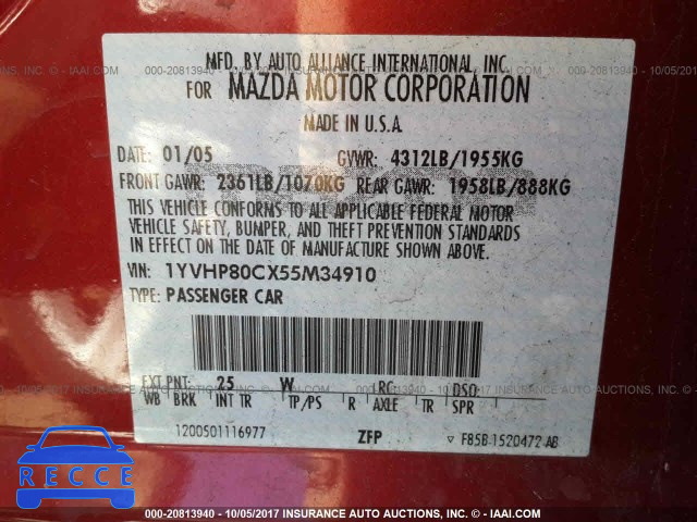 2005 Mazda 6 I 1YVHP80CX55M34910 Bild 8