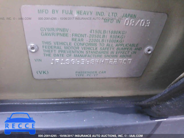 2004 Subaru Forester JF1SG63684H722787 image 8