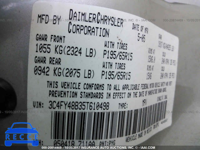 2005 Chrysler PT Cruiser 3C4FY48B35T610498 image 8