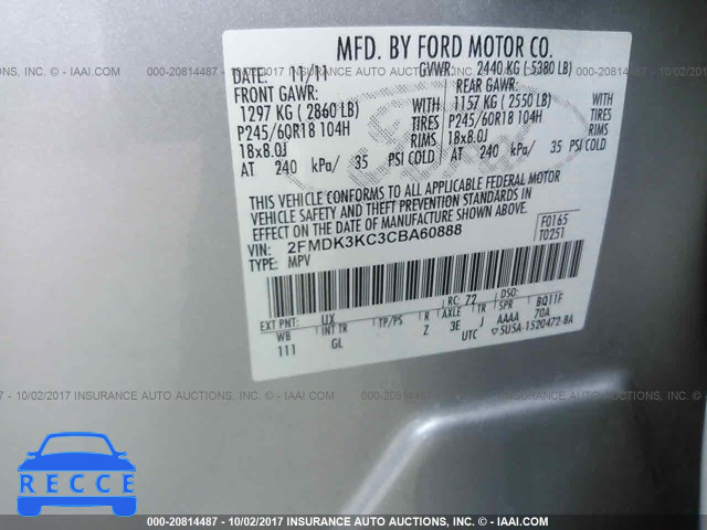 2012 Ford Edge 2FMDK3KC3CBA60888 image 8