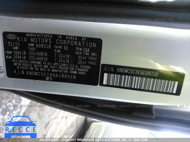 2016 KIA Sedona EX/SX KNDMC5C1XG6186518 image 8