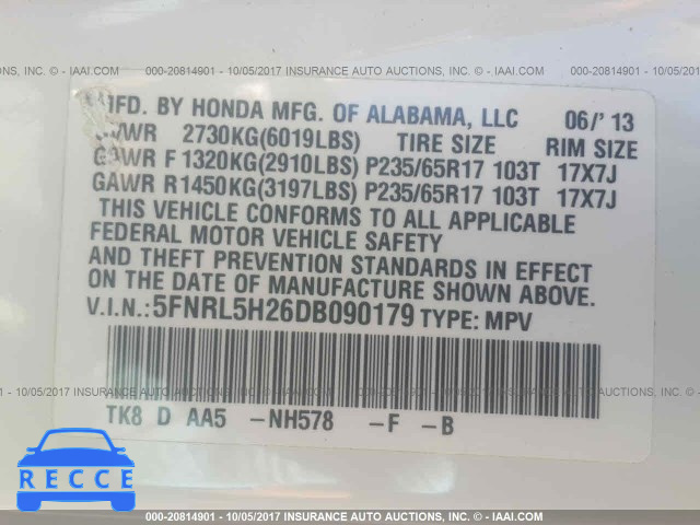 2013 HONDA ODYSSEY LX 5FNRL5H26DB090179 image 8