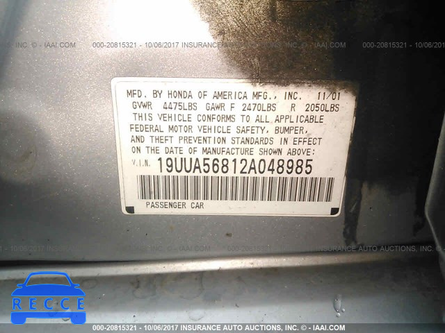 2002 Acura 3.2TL TYPE-S 19UUA56812A048985 image 8