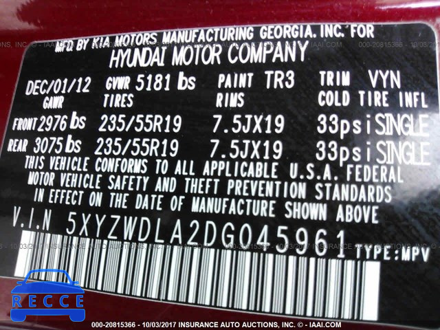 2013 Hyundai Santa Fe Sport 5XYZWDLA2DG045961 image 8