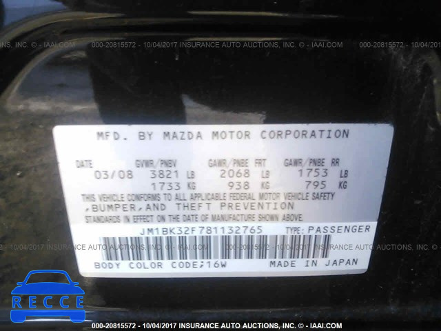 2008 Mazda 3 JM1BK32F781132765 image 8