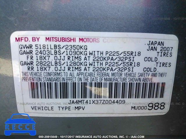 2007 Mitsubishi Outlander XLS JA4MT41X37Z004409 Bild 8