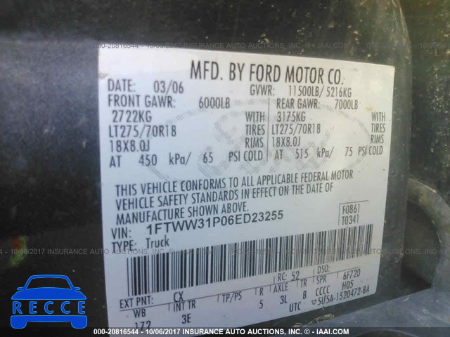 2006 Ford F350 1FTWW31P06ED23255 Bild 8