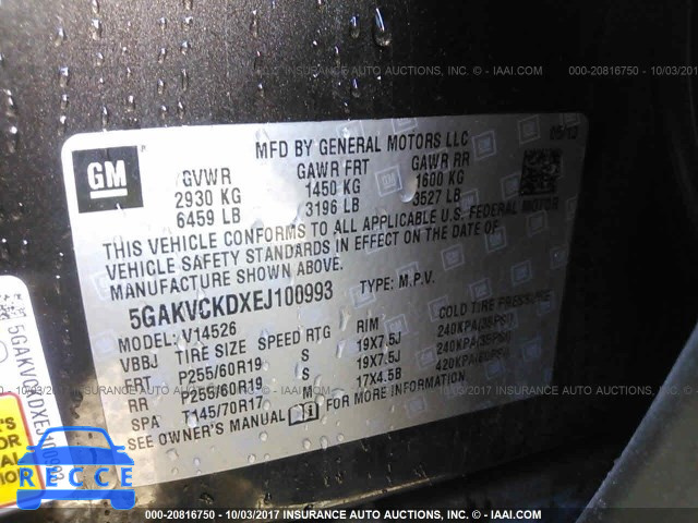 2014 Buick Enclave 5GAKVCKDXEJ100993 image 8