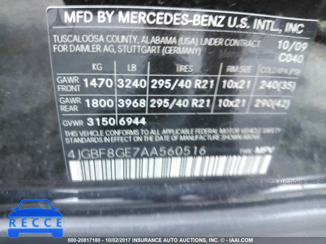 2010 Mercedes-benz GL 550 4MATIC 4JGBF8GE7AA560516 зображення 8