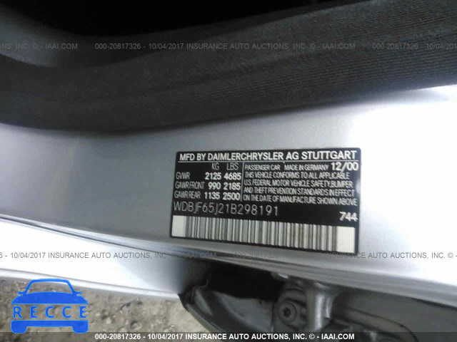2001 MERCEDES-BENZ E 320 WDBJF65J21B298191 image 8