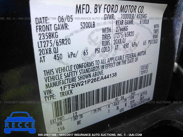 2006 Ford F250 1FTSW21P26EA44138 image 8