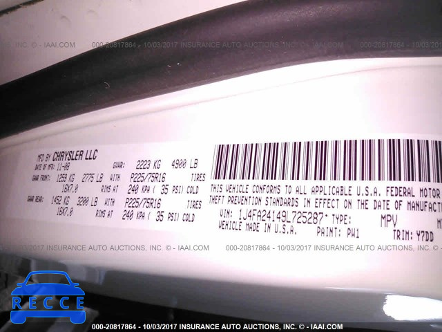 2009 JEEP WRANGLER X 1J4FA24149L725287 image 8
