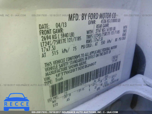 2013 Ford F250 SUPER DUTY 1FT7W2BT3DEB28807 Bild 8
