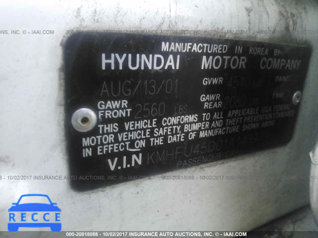 2001 Hyundai XG 300 KMHFU45D01A148979 image 8