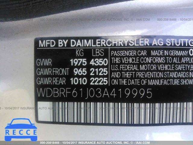 2003 Mercedes-benz C 240 WDBRF61J03A419995 image 8