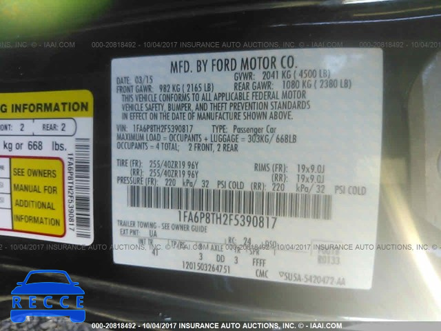 2015 Ford Mustang 1FA6P8TH2F5390817 Bild 8