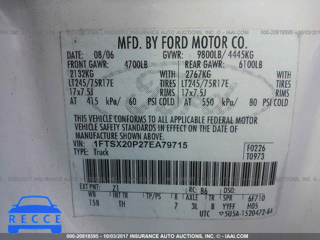 2007 Ford F250 SUPER DUTY 1FTSX20P27EA79715 image 8