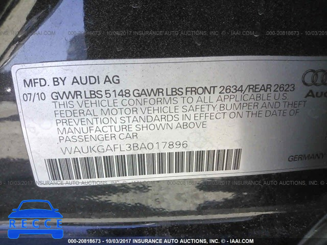 2011 Audi S4 WAUKGAFL3BA017896 зображення 8