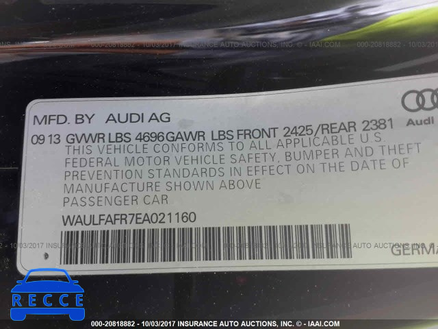 2014 Audi A5 WAULFAFR7EA021160 зображення 8